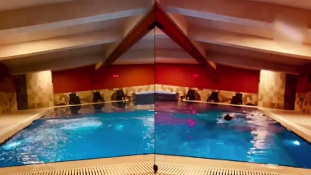 Depremde yıkılan sitenin alt katına kolon yerine havuz yapılmış